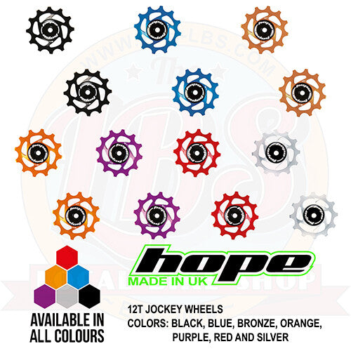 Hope Derailleur Jockey Wheel Set - Multiple Tooth Counts & Colors for Bicycle Gear