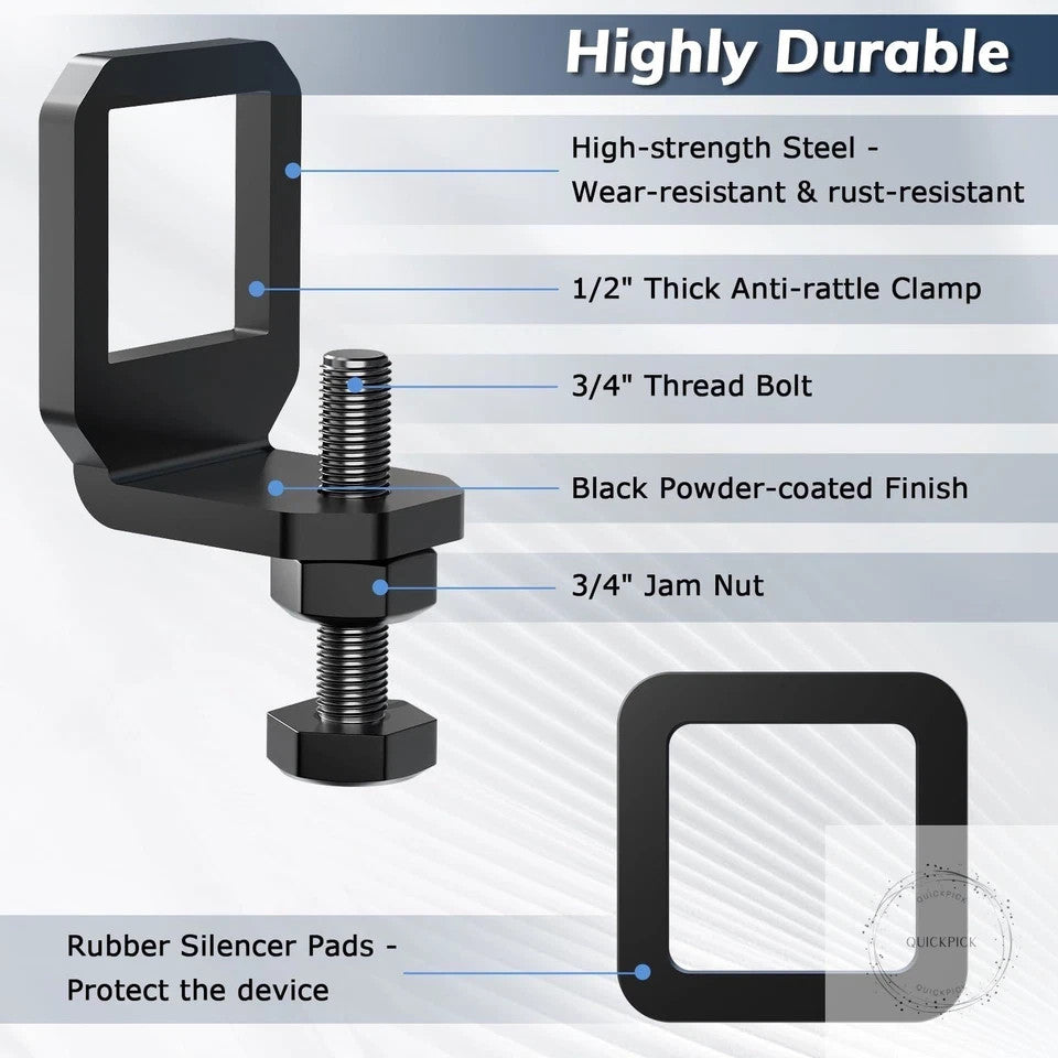 Heavy Duty 2-Inch Anti-Rattle Hitch Clamp with Silencer Pads for Secure Towing