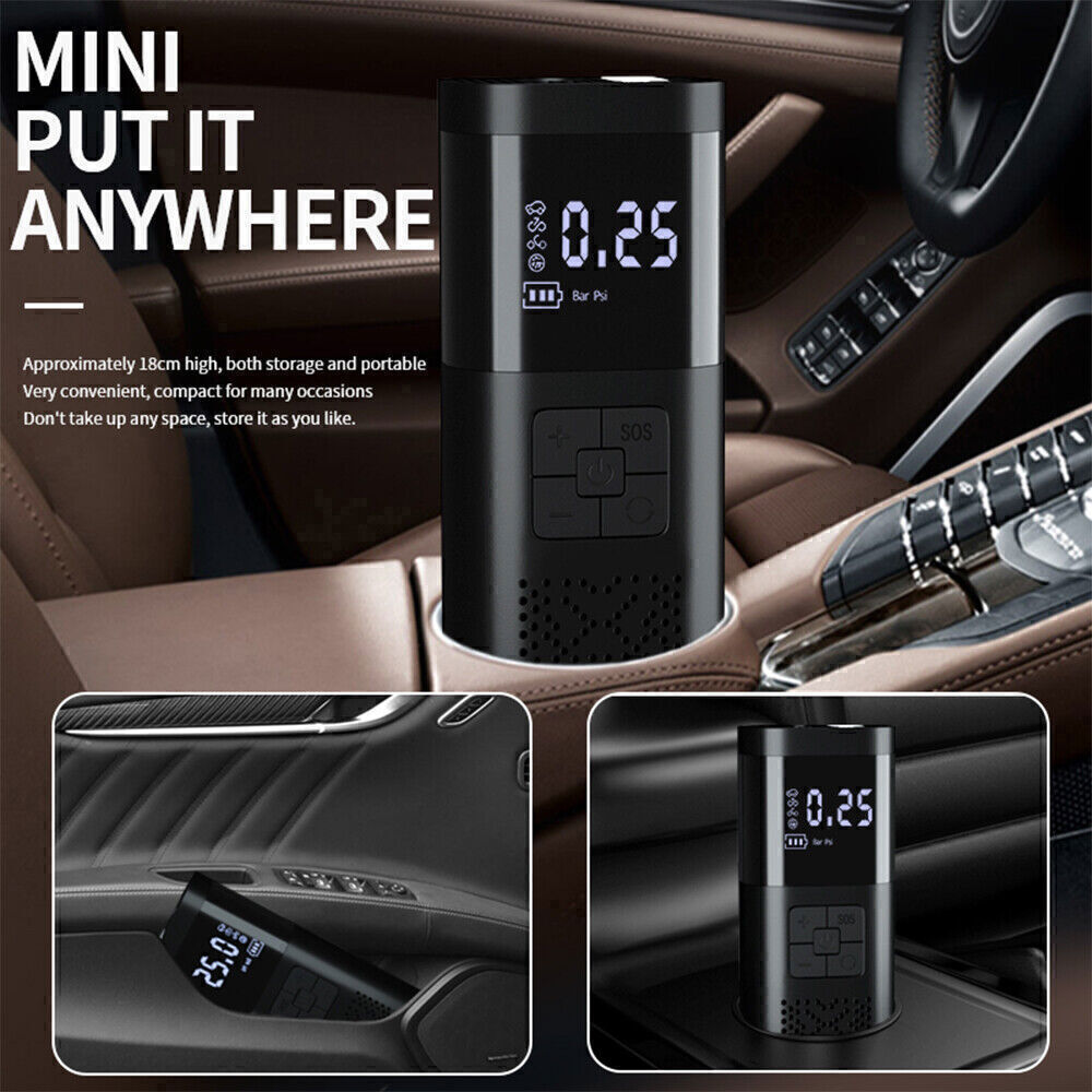 Portable Electric Tire Inflator Pump with LCD Screen & Rechargeable Battery