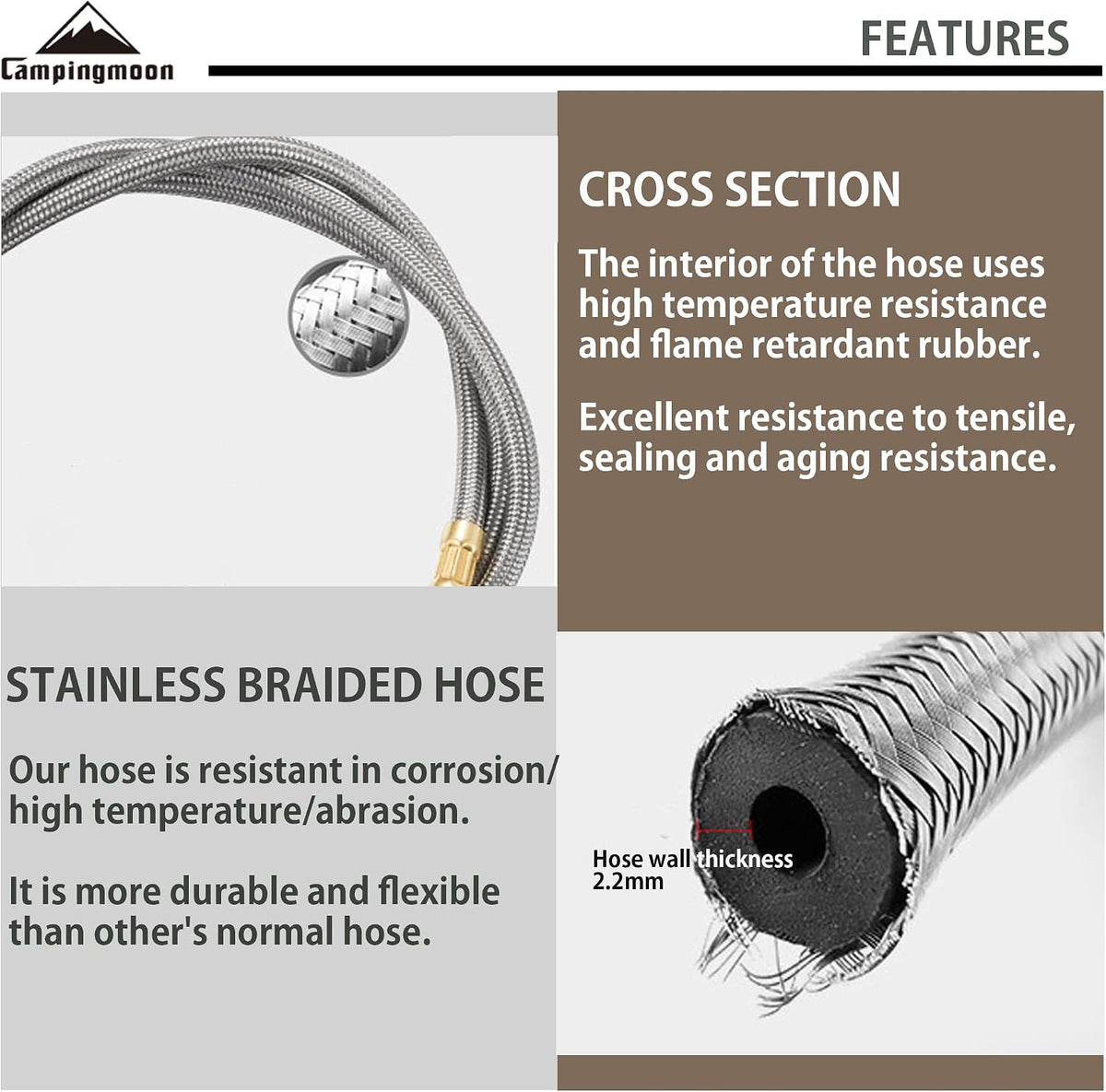 Propane to Butane Camping Stove Adapter with Hose Valve for 16oz Tanks