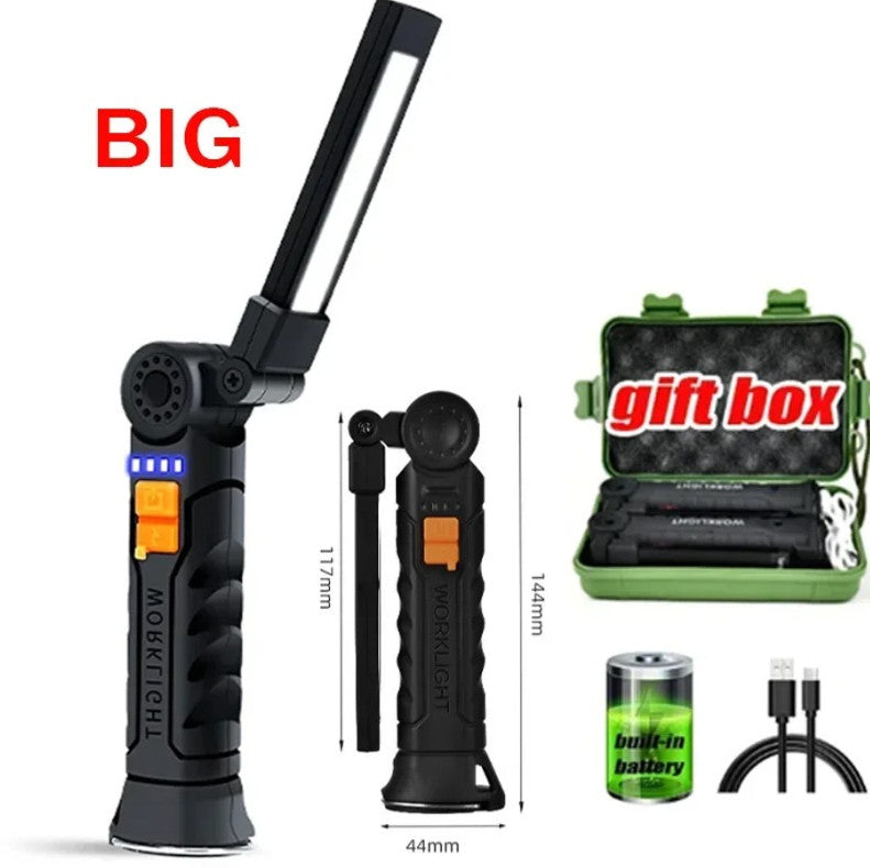 USB Rechargeable COB LED Work Light with Magnetic Base and Multiple Modes