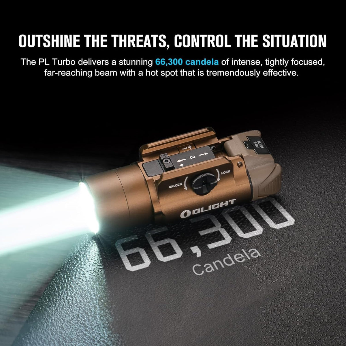 Olight PL Turbo 800 Lumen Tactical Rail-Mount Flashlight Desert Tan