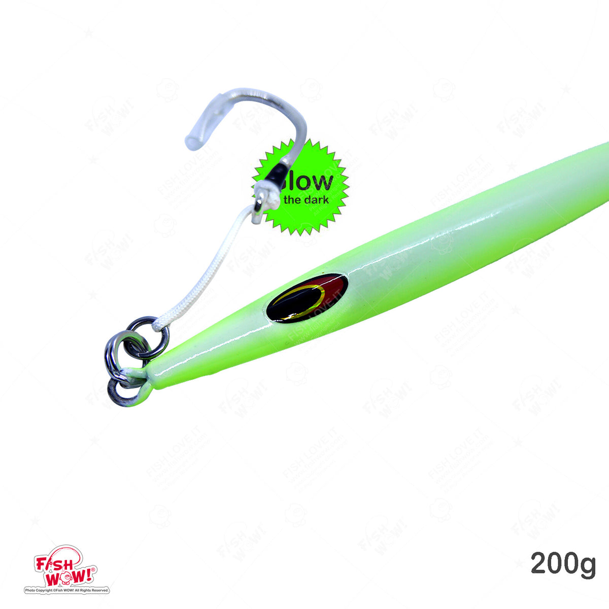 200g Glow Fast Sinking Jig with BKK Hook for Deep Water Fishing - 3 Pack