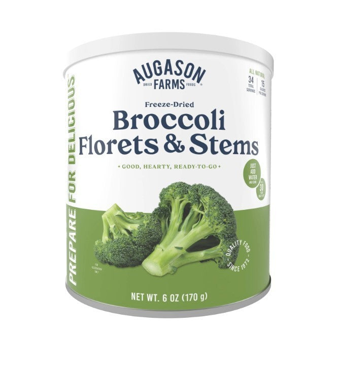 Freeze-Dried Broccoli Florets & Stems - 6 oz, Long Shelf Life, No Prep