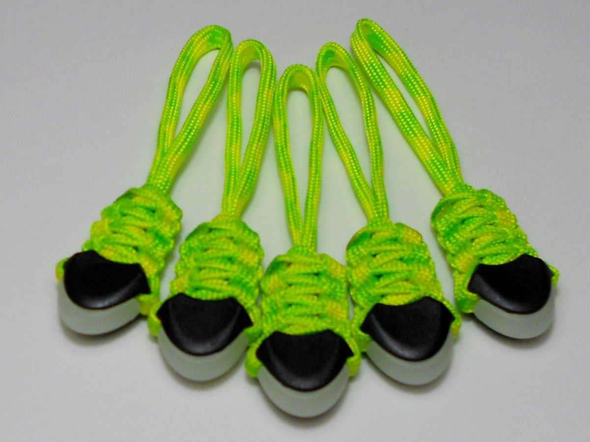 Glow-in-The-Dark Paracord Zipper Pulls 5-Pack for Backpacks & Gear