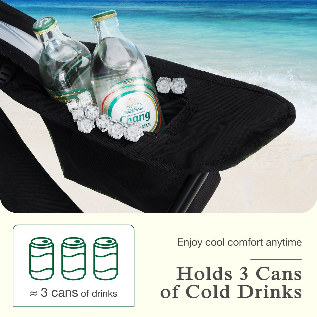 Portable Camping Chairs 2-Pack with Cooler Bag & Side Pocket, Folding Outdoor Seating