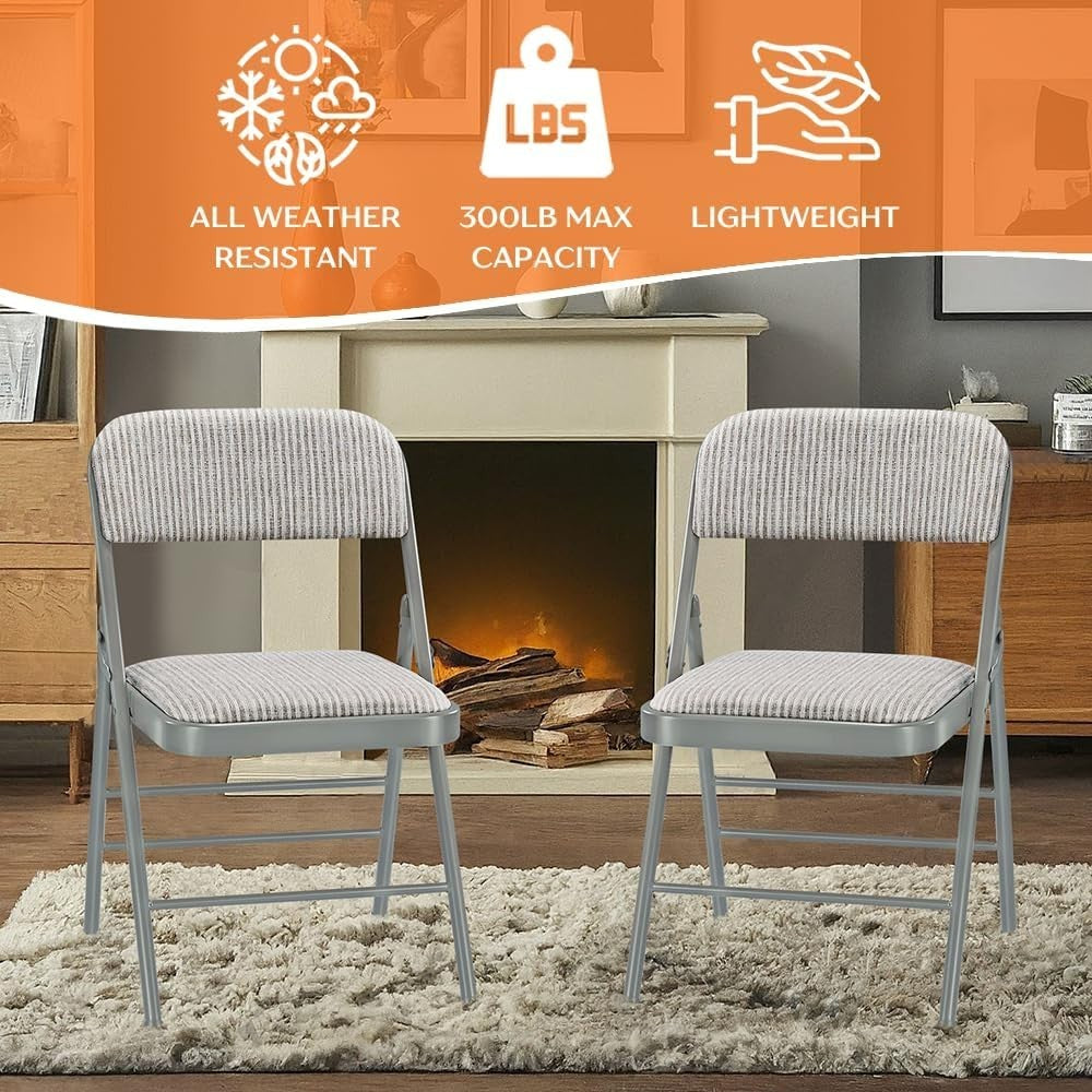 Padded Folding Chairs with Cushions - Metal Frame for Events & Parties