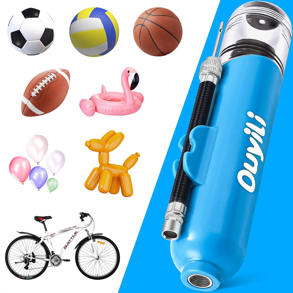 Portable Hand Pump for Sports Balls with Needles - Compact Ball Inflator