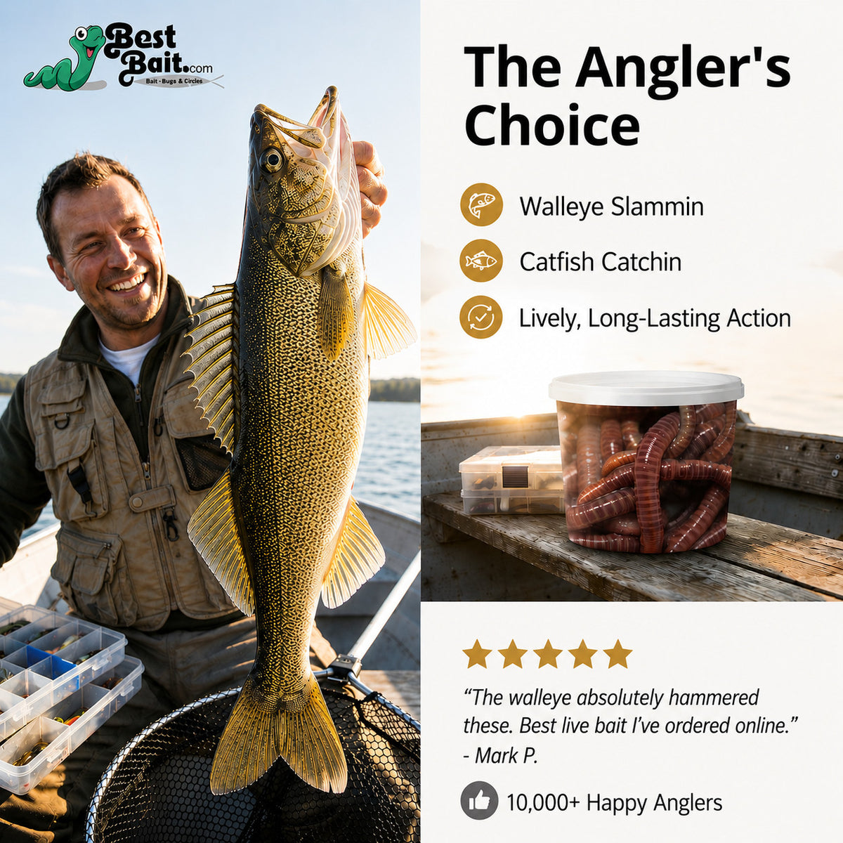 Canadian Nightcrawlers Live Bait - Multiple Sizes & Count Options for Fishing & Reptiles