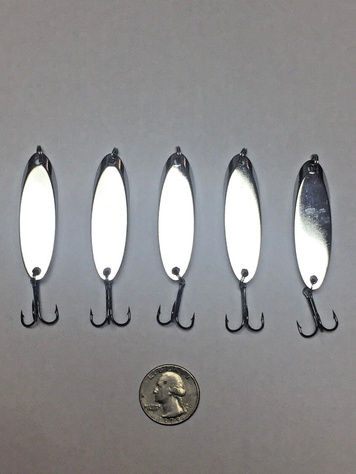 Fishing Spoons Set - Kastmaster Style Silver Lures for Trout & Bass, 5 Pack