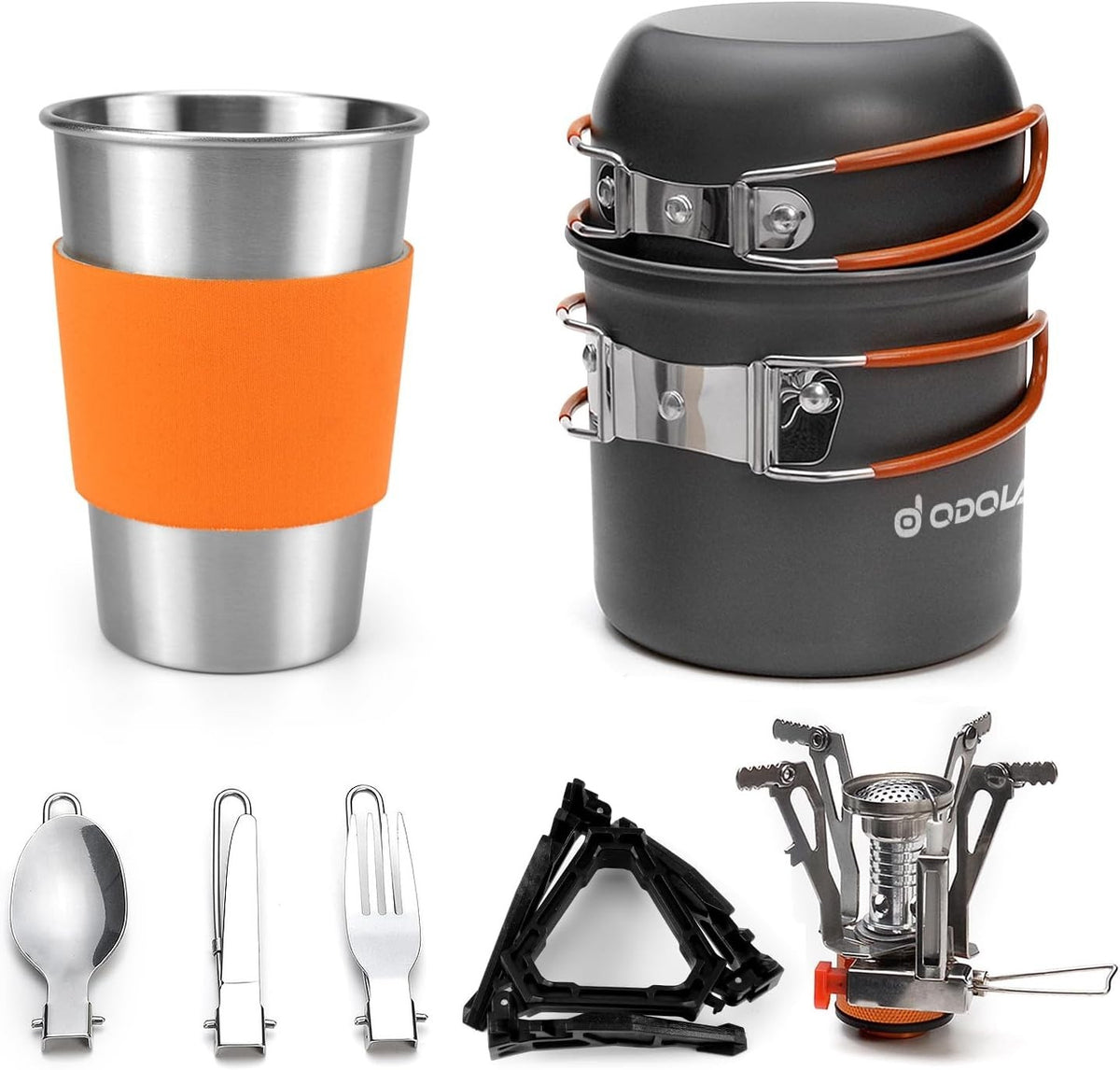 Backpacking Cooking Kit with Stove Pots Utensils & Storage Bags - Lightweight Portable Camp Cookware Set