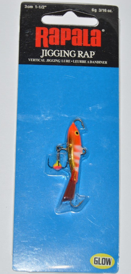 Glow Zebra Fluorescent Red Jigging Minnow Lures Set of 3 - 1.5 Inch Fish Baits