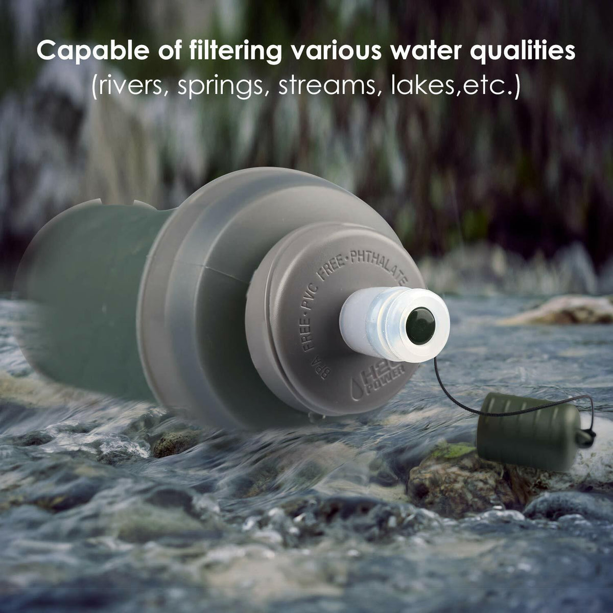 Collapsible Water Filter Bottle with Straw - 750ml Reusable Travel Hydration