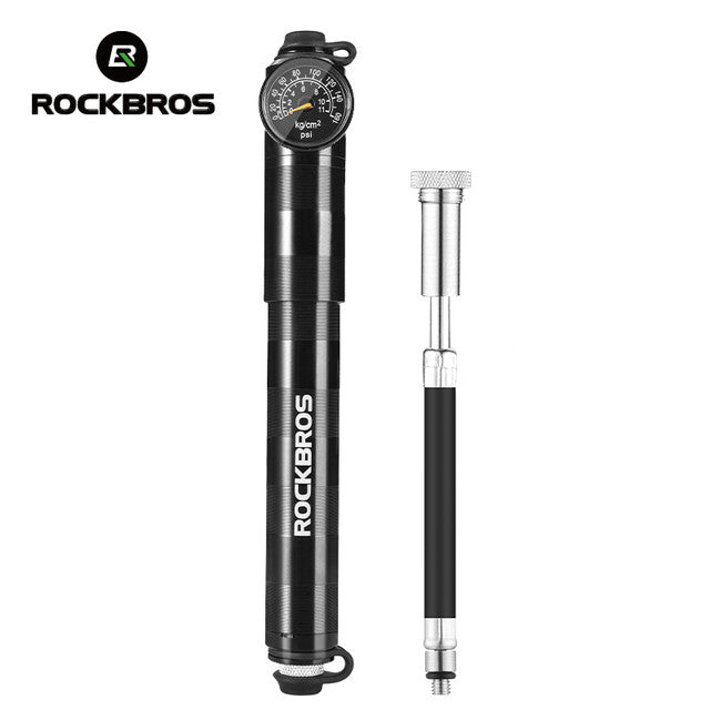Portable Bike Pump 160 PSI Aluminum Alloy Hand Inflator with Pressure Gauge