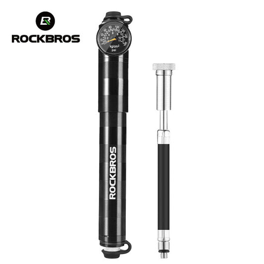 Portable Bike Pump 160 PSI Aluminum Alloy Hand Inflator with Pressure Gauge