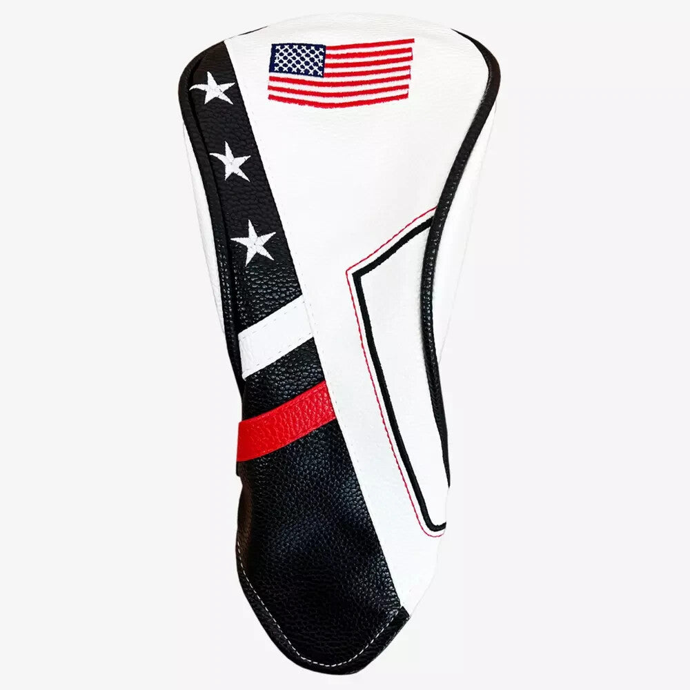 USA Flag Golf Fairway Wood Head Cover Embroidered Protective Cover