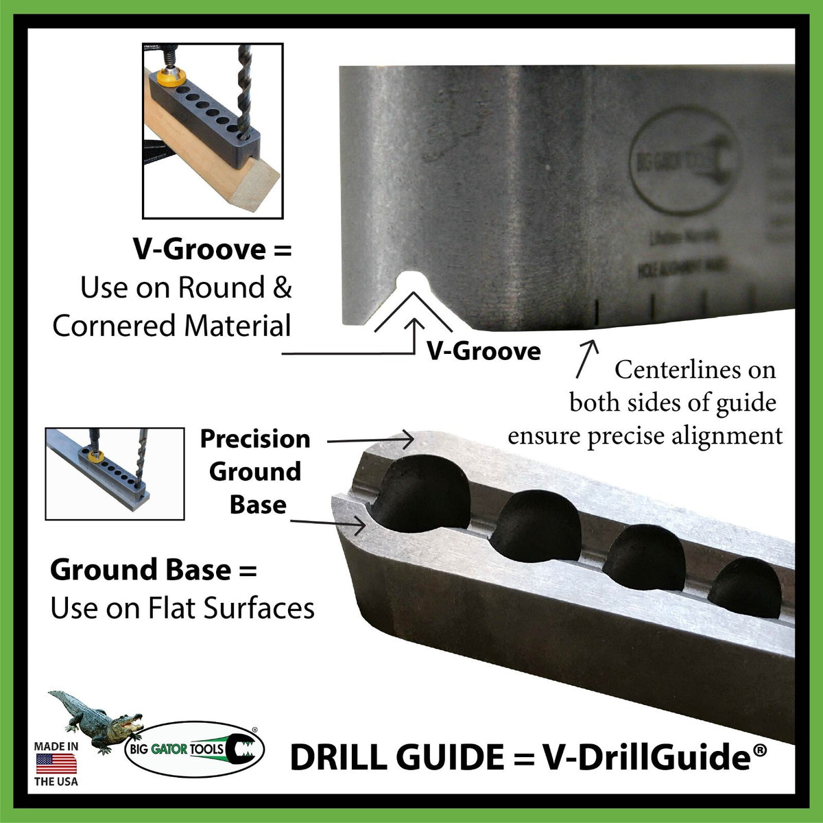 Drill Guide for Precise Gun Part Drilling - Steel V-Guide 1/8-3/8"