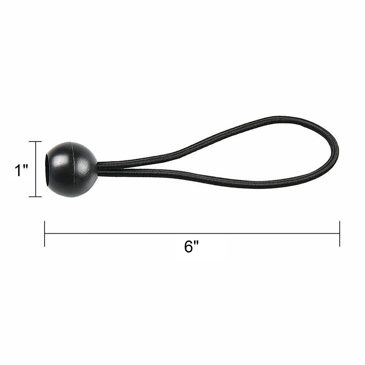 Heavy Duty Bungee Cords with Plastic Ball Ends for Tarp and Gear Securing 6in & 9in