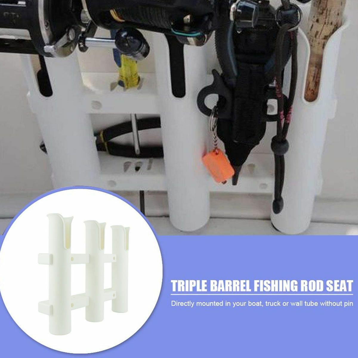 3 Tube Plastic Fishing Rod Holder Rack for Boat Car RV with Tool Slots