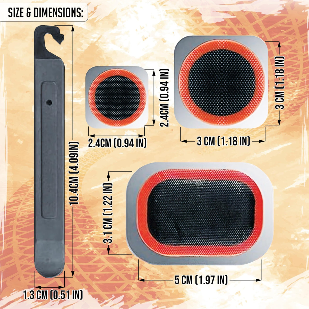 Bike Tire Repair Kit with Patches Levers and Glue - Portable Emergency Set
