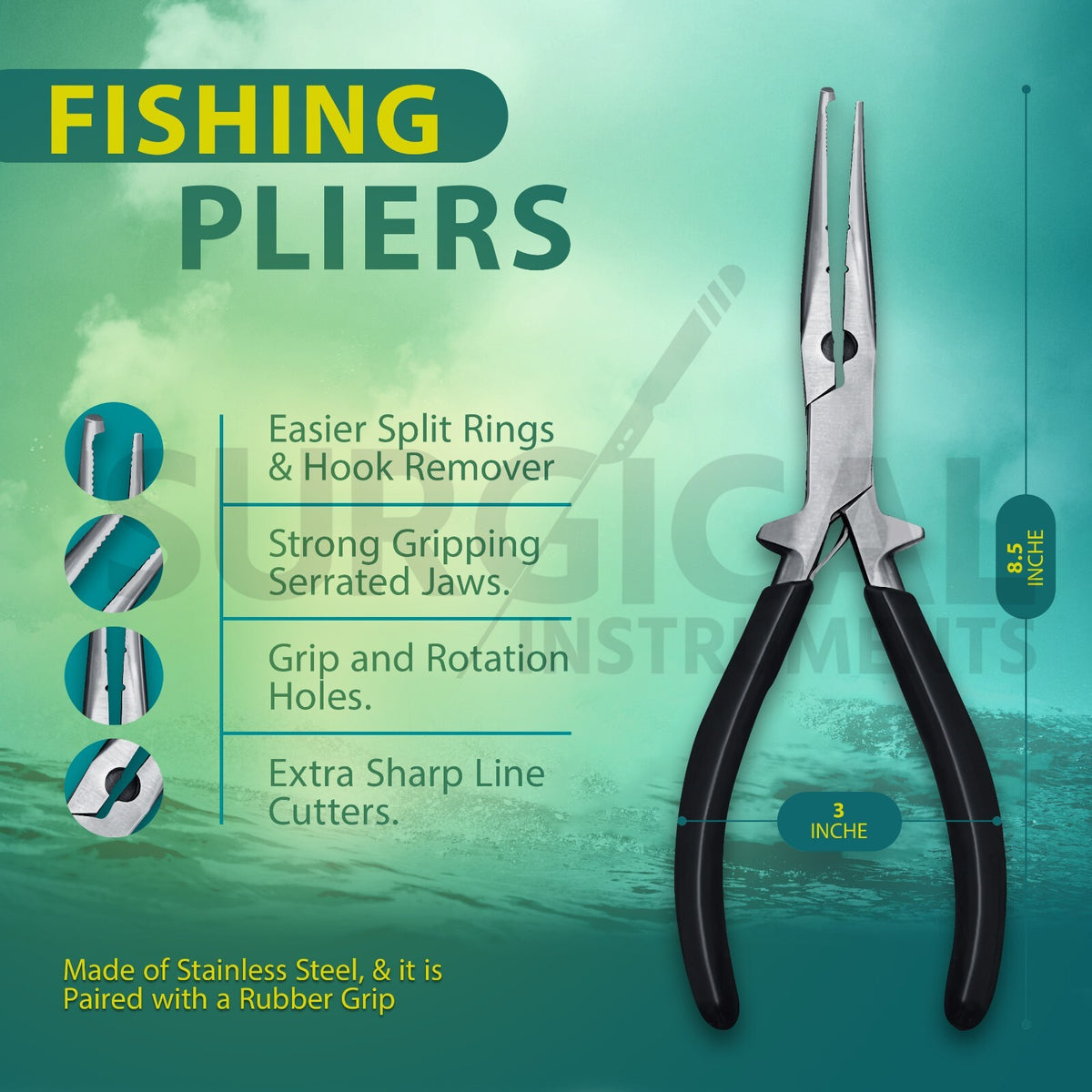 Stainless Steel Fishing Pliers - 8.5 Inch High-Quality Fish Hook Remover