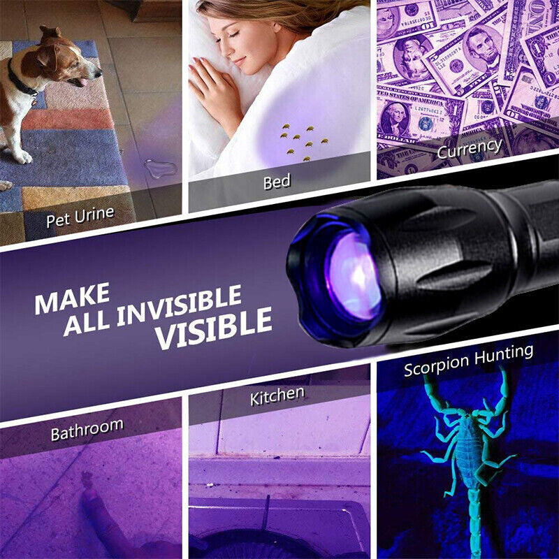 UV Flashlight Black Light 120000lm Handheld Torch Waterproof UV Lamp