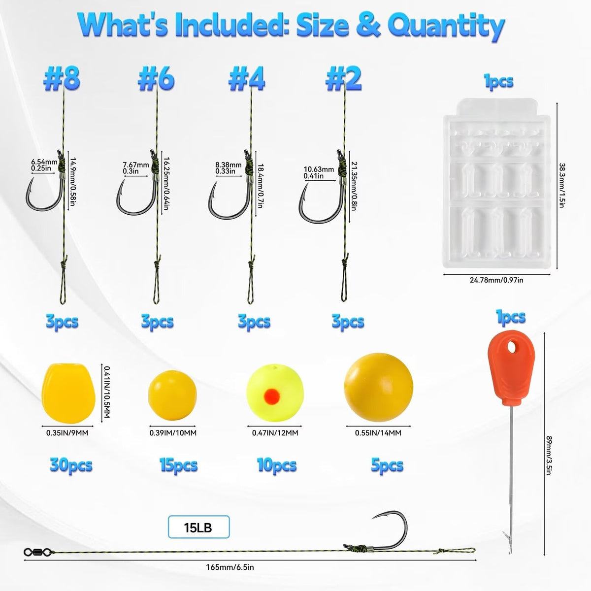 Carp Fishing Rig Kit with Pre-Tied Hair Rigs and Bait Set - Multiple Sizes