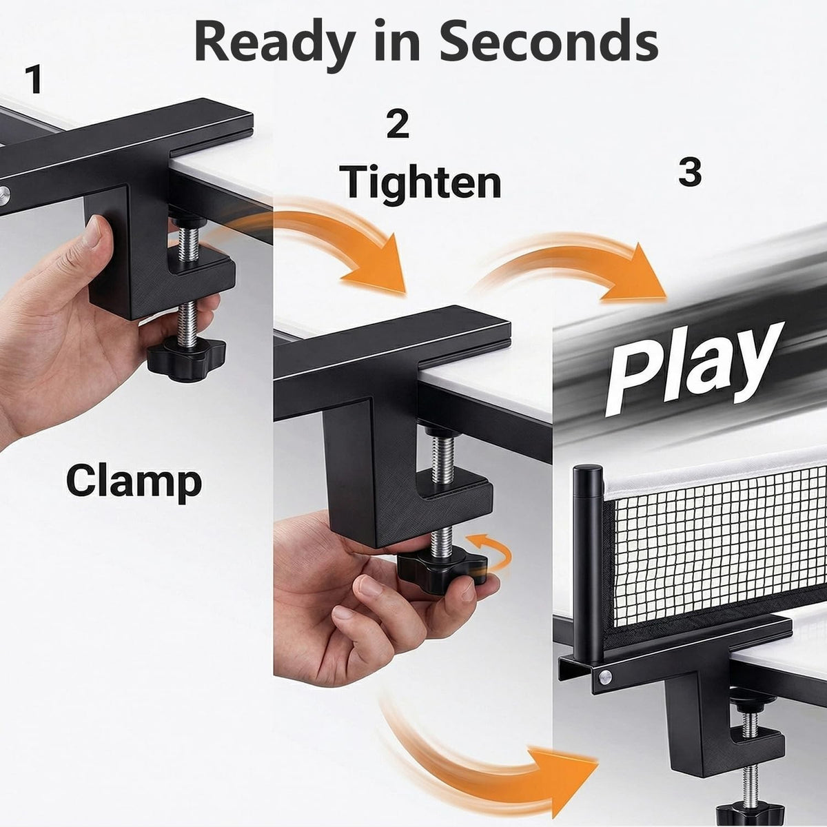 Portable Table Tennis Net Set with Adjustable Posts - Easy Clamp