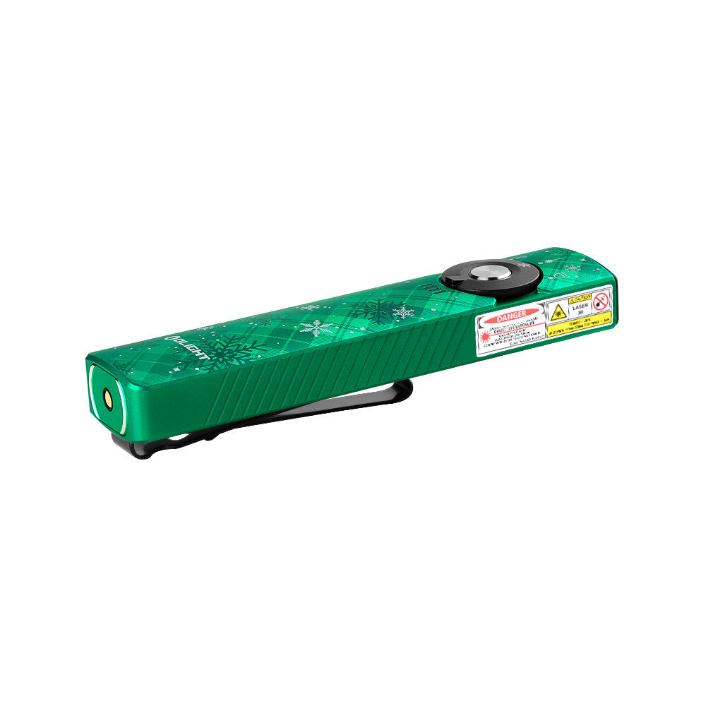 Olight Arkfeld Pro Snowflake Green CW & Red Oclip Gift Set - Portable EDC Flashlight with UV & Laser