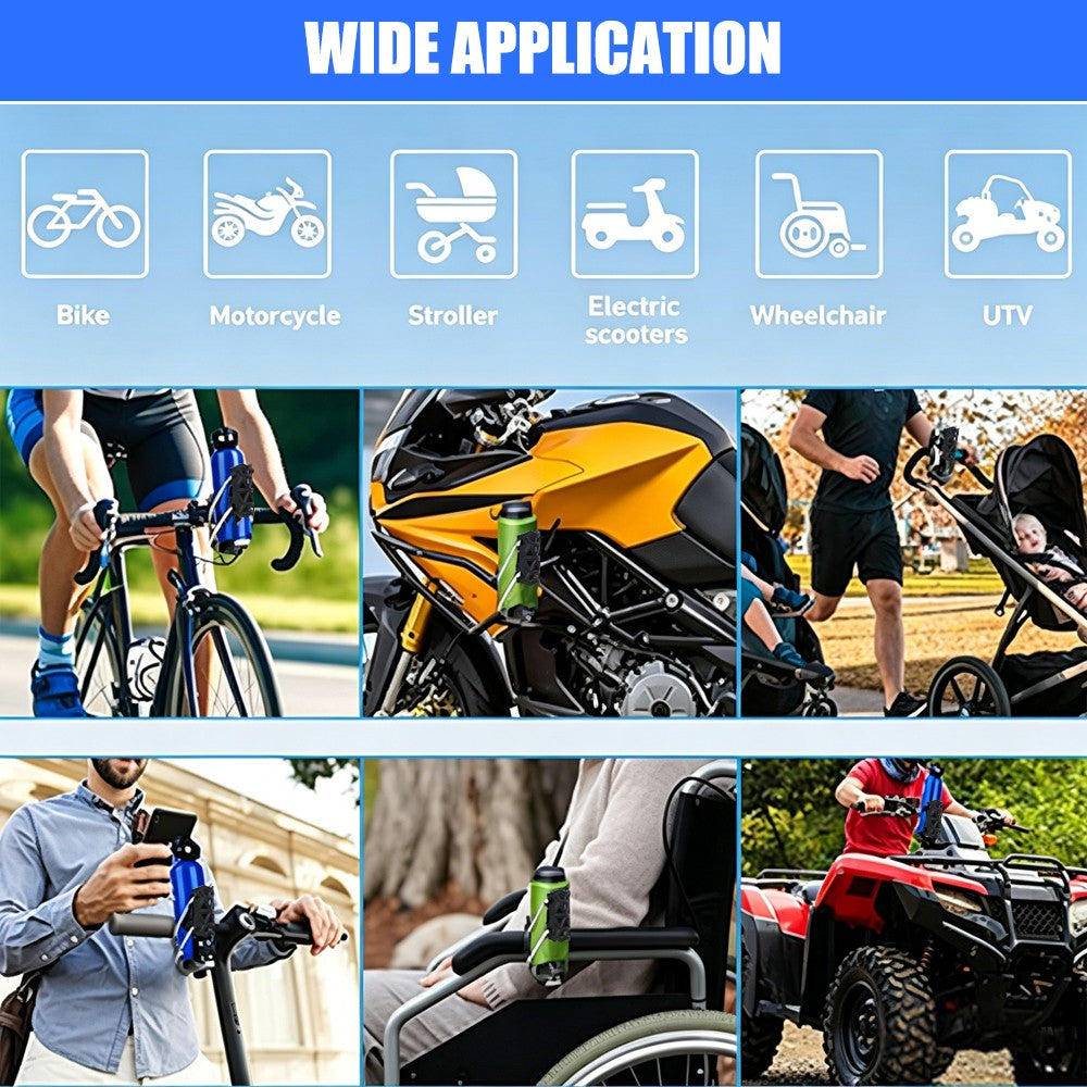 Universal Bicycle and Motorcycle Cup Holder - Adjustable & Weatherproof