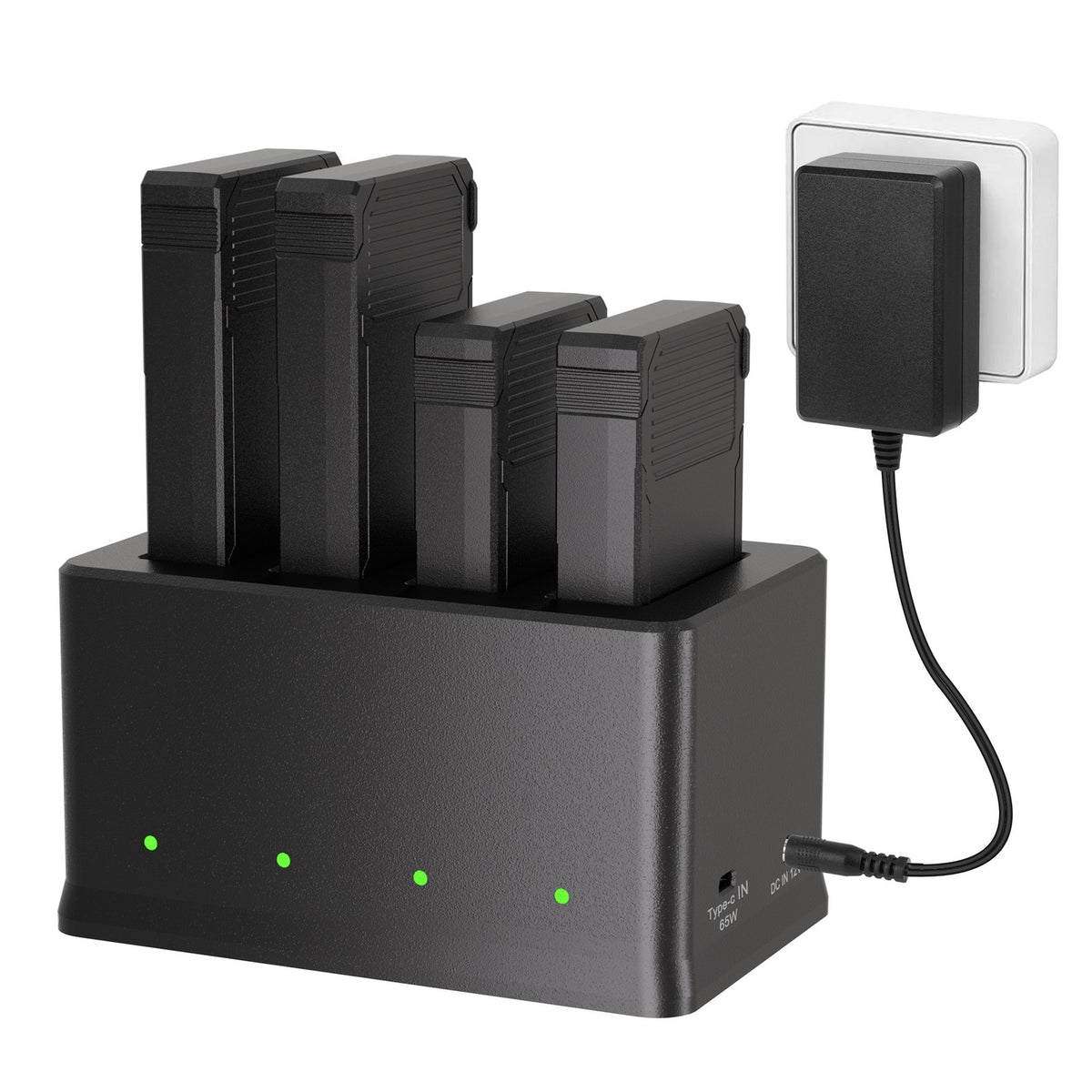 4 Pack 7000mAh Lithium-Ion Battery & USB-C Charger Station for Trail Cameras