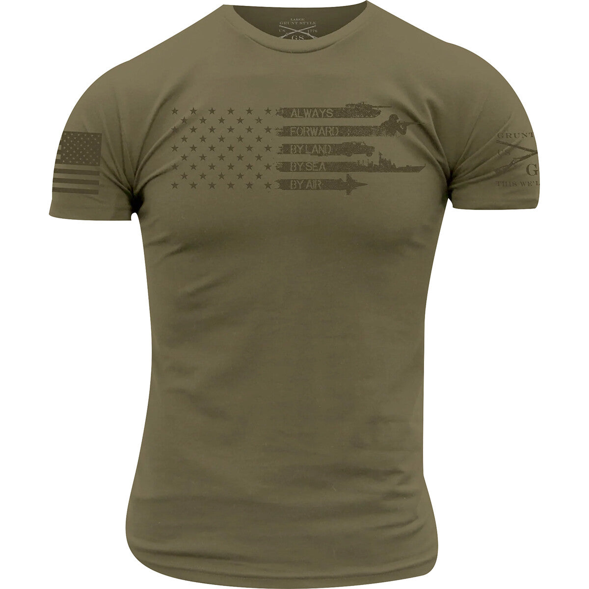 Military Green Flag T-Shirt for Men - Always Forward Graphic Tee