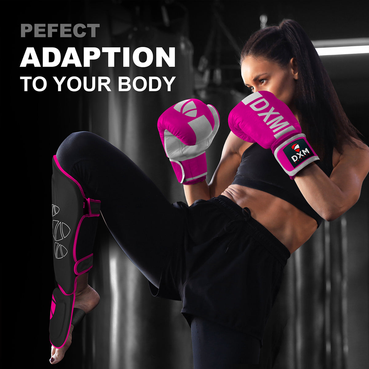 MMA Shin Guards with Foot Instep Protectors for Kickboxing & Martial Arts - Pink