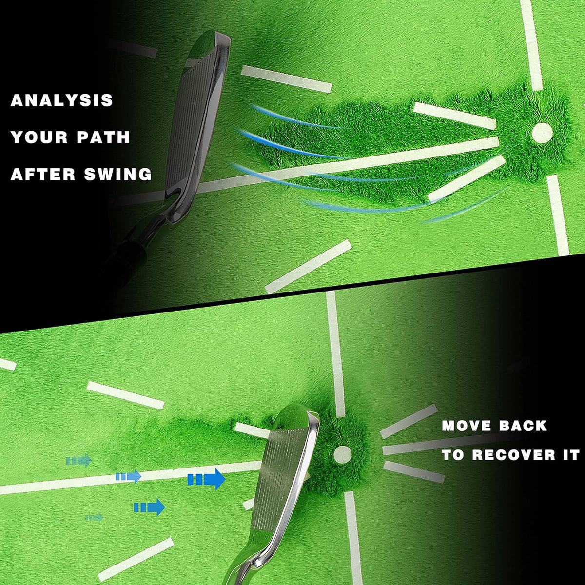 Heavy Duty Golf Hitting Mat with Swing Path Feedback Indoor Outdoor Practice