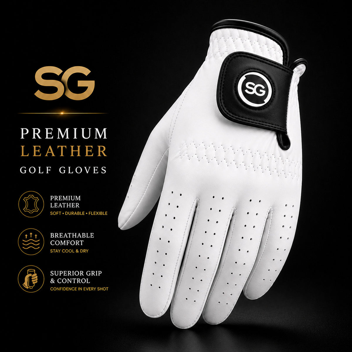 Premium Men’s Full Cabretta Leather Golf Gloves Pack of 5 - Breathable & Durable