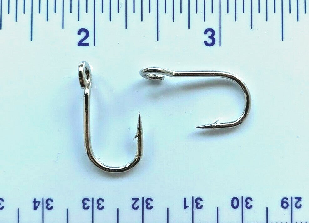 Nickel Plated Open Eye Siwash Fishing Hooks Size 4 - 100 Pack, 6X Strength
