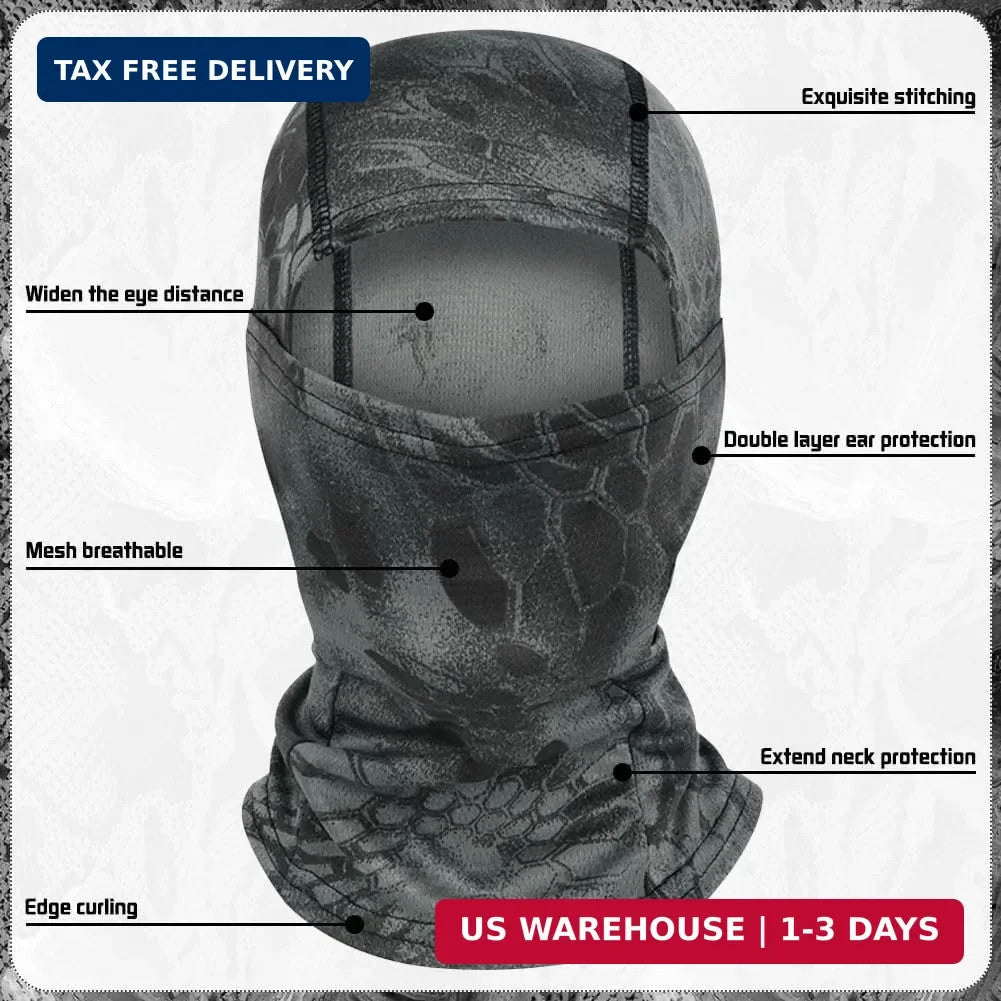 Camo Balaclava Ski Mask UV Face Cover for Motorcycle Hunting