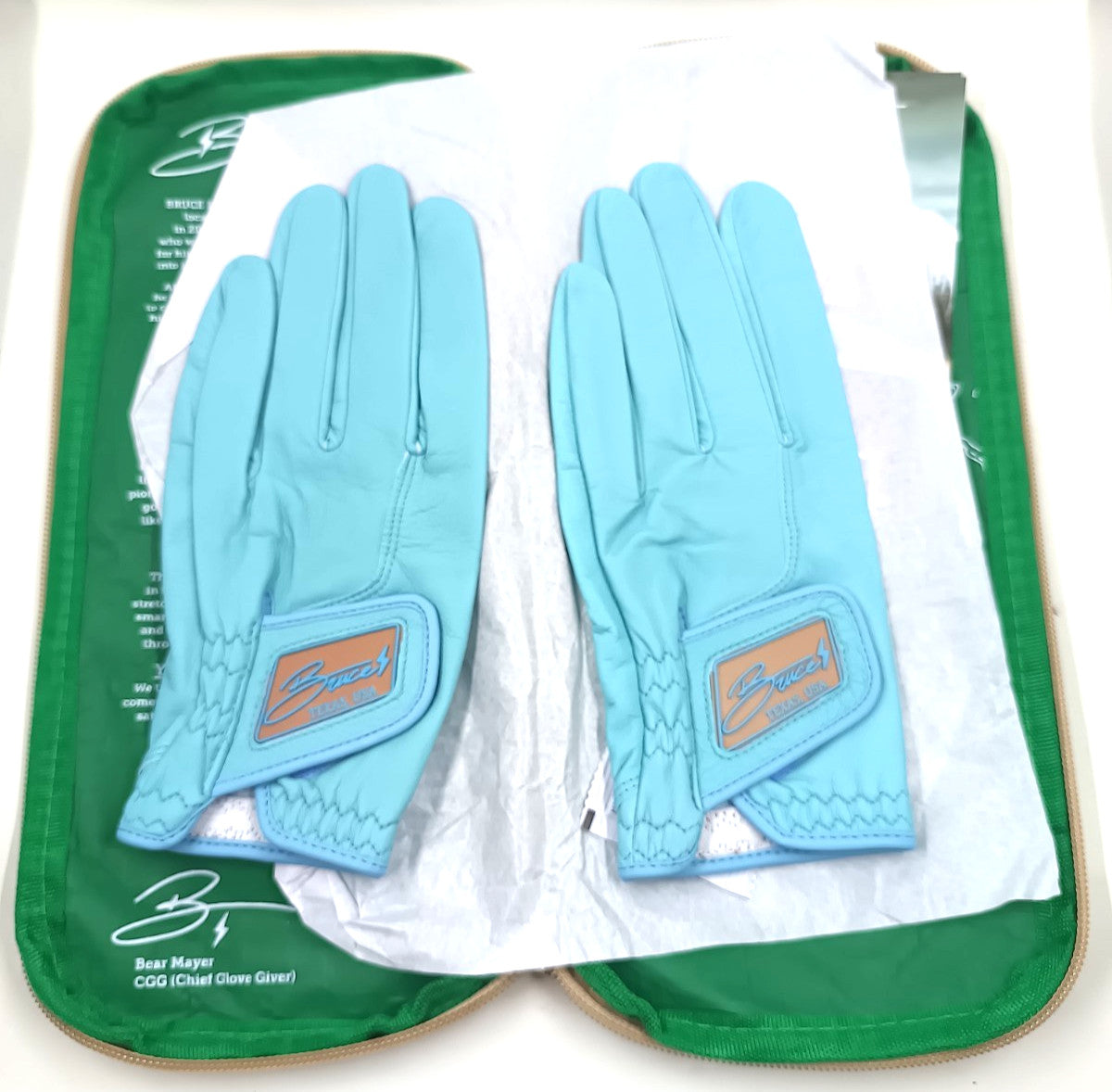 Golf Gloves 2 Pack Small Leather Left Hand Baby Blue - Durable & Comfortable