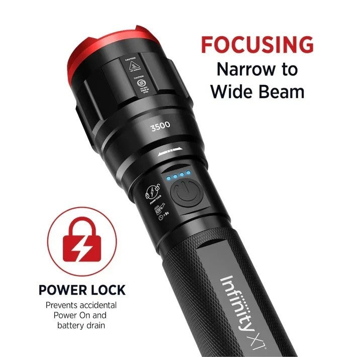 Dual Power 3500 Lumen Focusing Flashlight 2-Pack - Rechargeable Outdoor LED