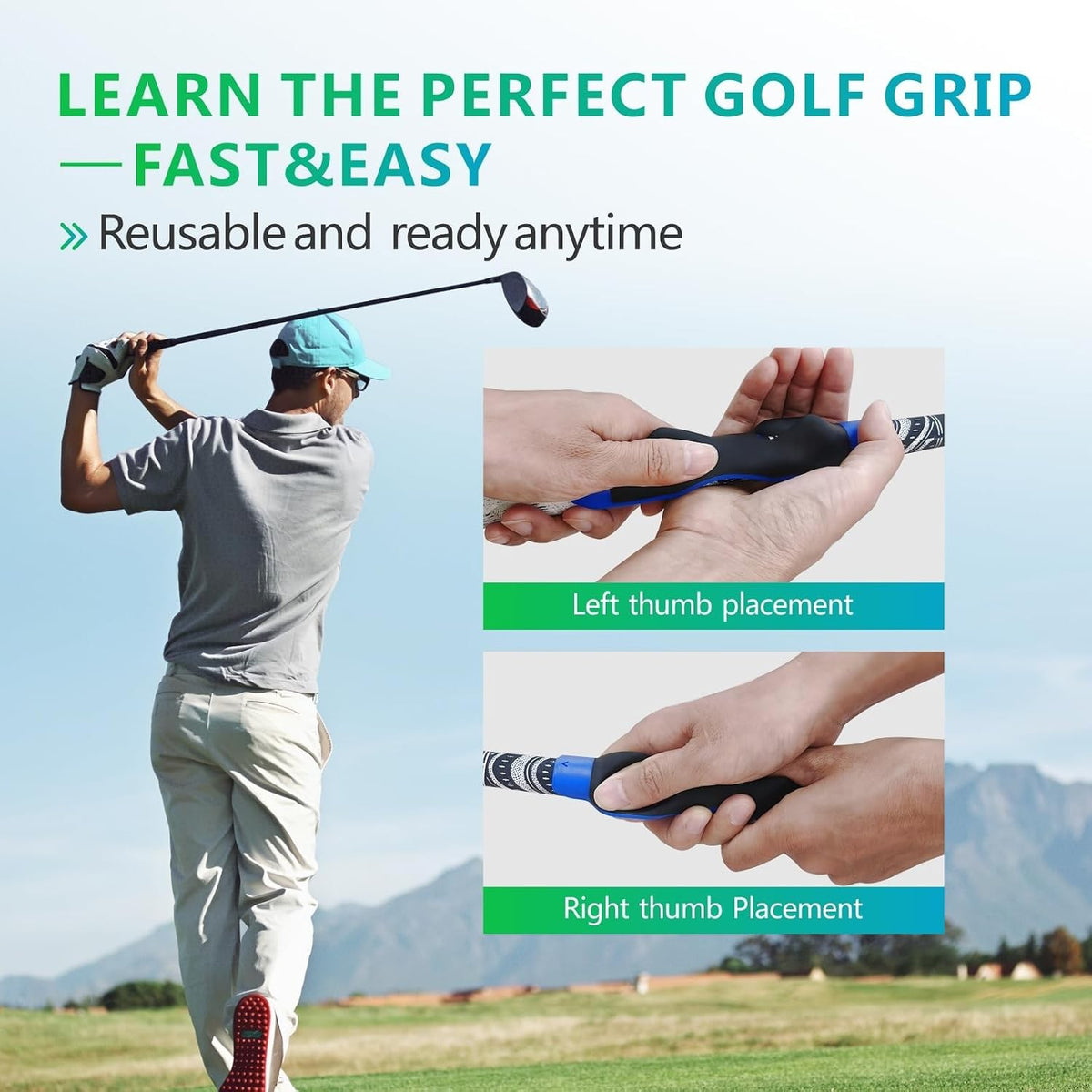 Golf Grip Trainer for Improved Swing & Grip Strength - Portable & Anti-slip