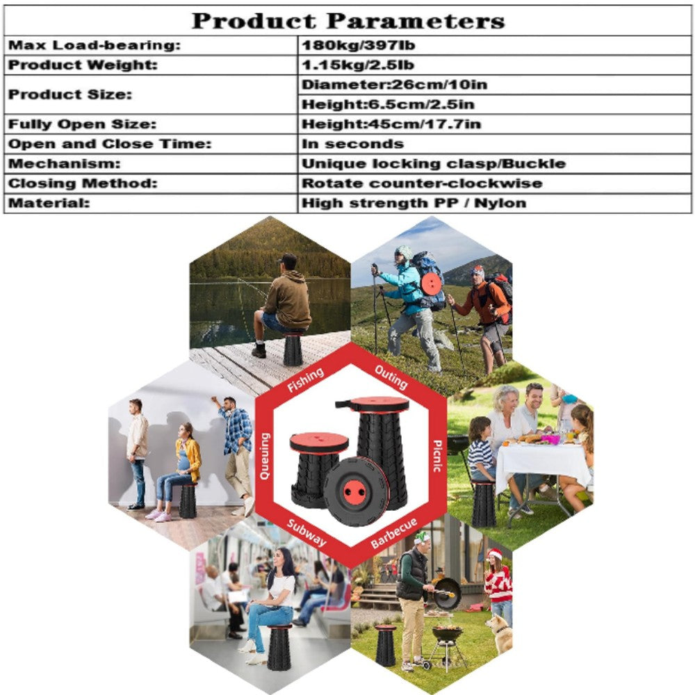 Portable Folding Stool for Camping Fishing Outdoor Telescopic Seat