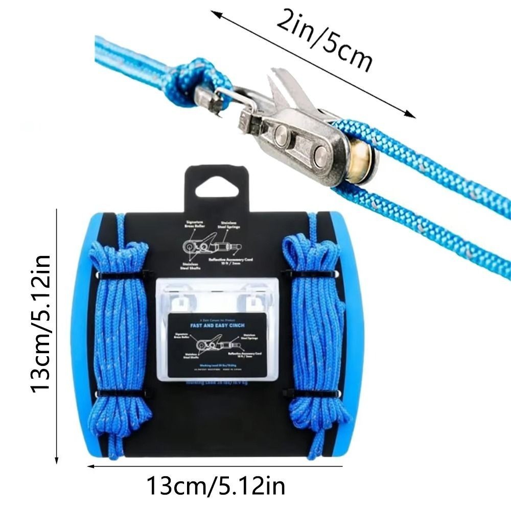 6 Pack Camping Rope with Roller Tensioner Lock Buckle - Heavy Duty Cable Puller