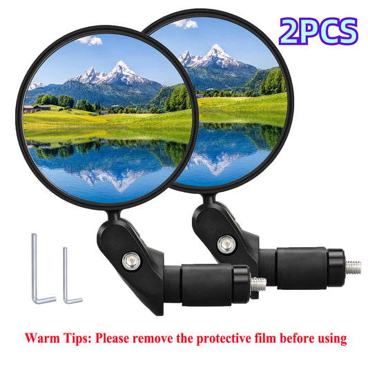 Bike Mirrors 2 Pack - Adjustable Convex Handlebar Rearview Mirrors for Cycling