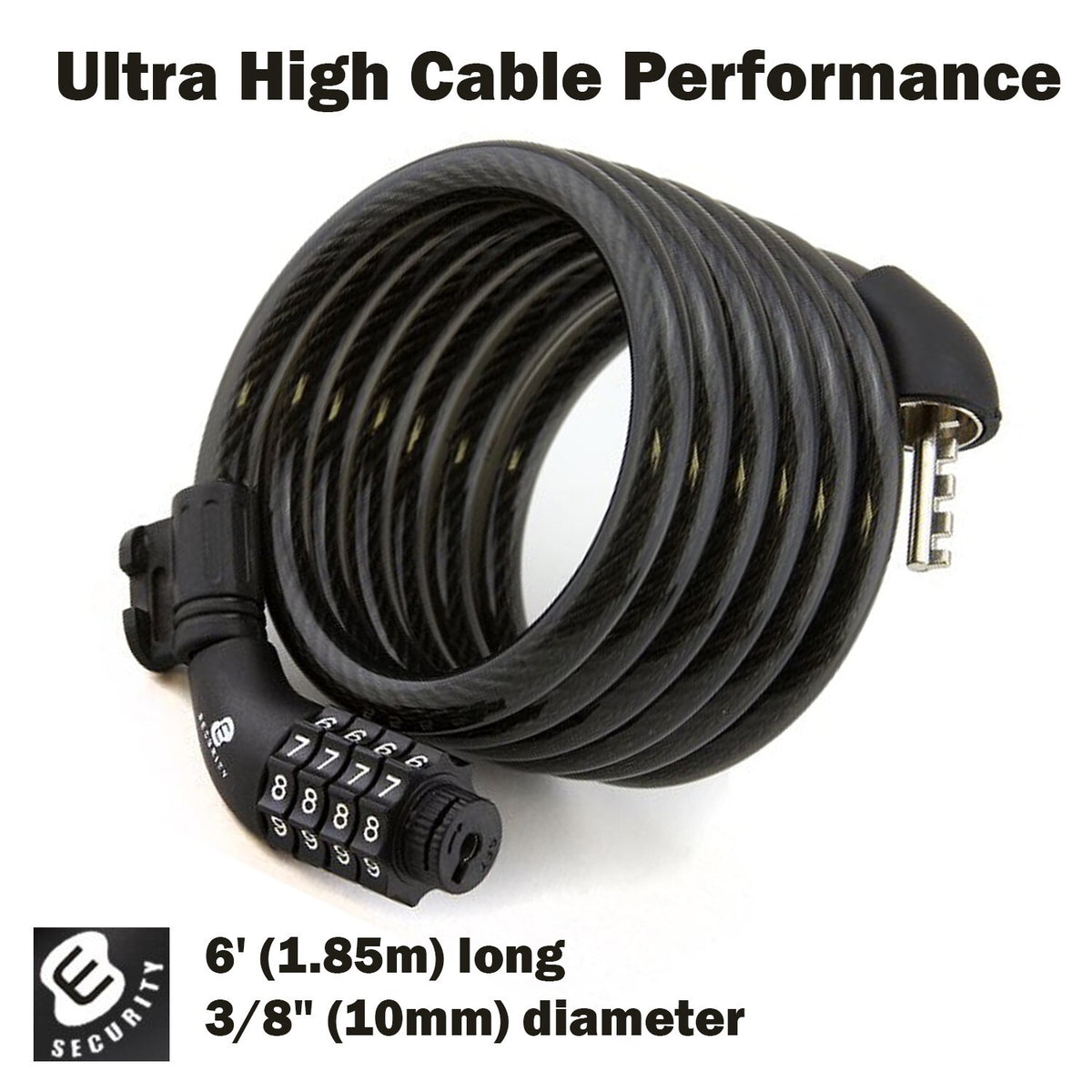 6 ft Bike Lock Cable with Resettable Combo - Anti-Theft Security, Braided Steel