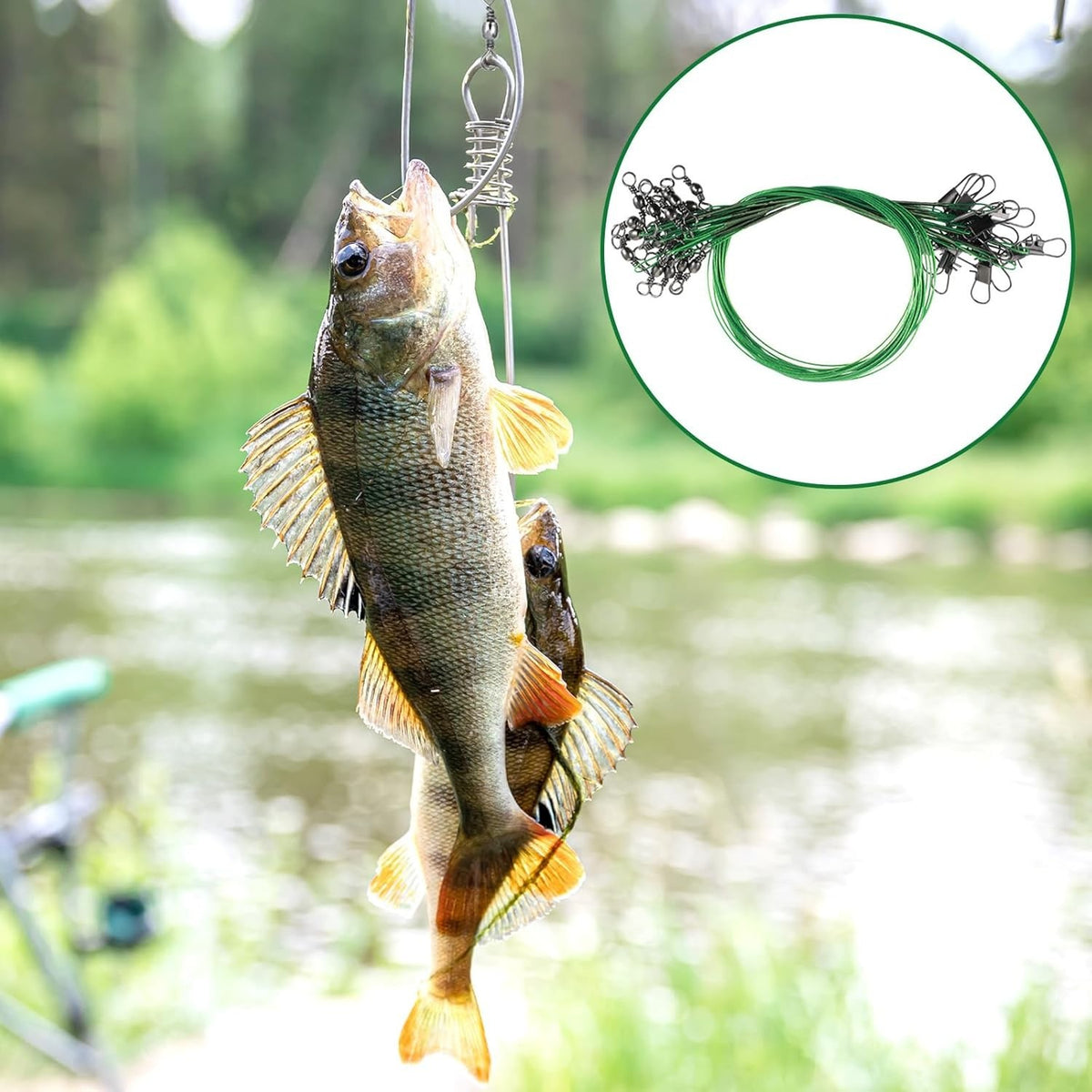 60 Pcs Fishing Leaders with Swivels - Saltwater & Freshwater Tackle Set