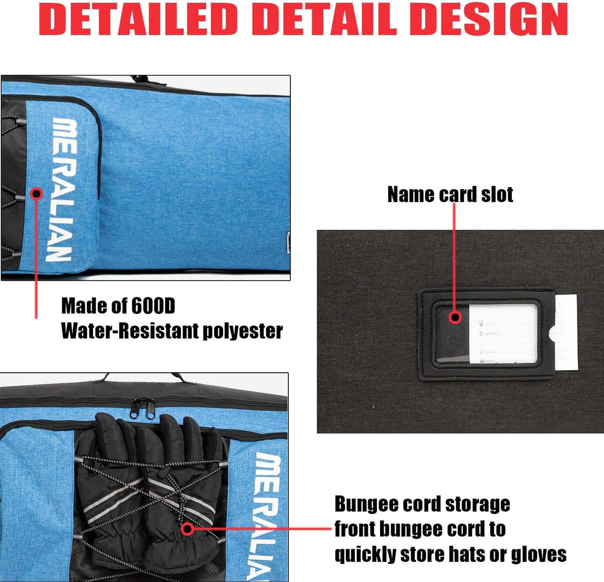 Padded Snowboard Bag for Air Travel - Fits up to 165cm with Wheels and Pockets