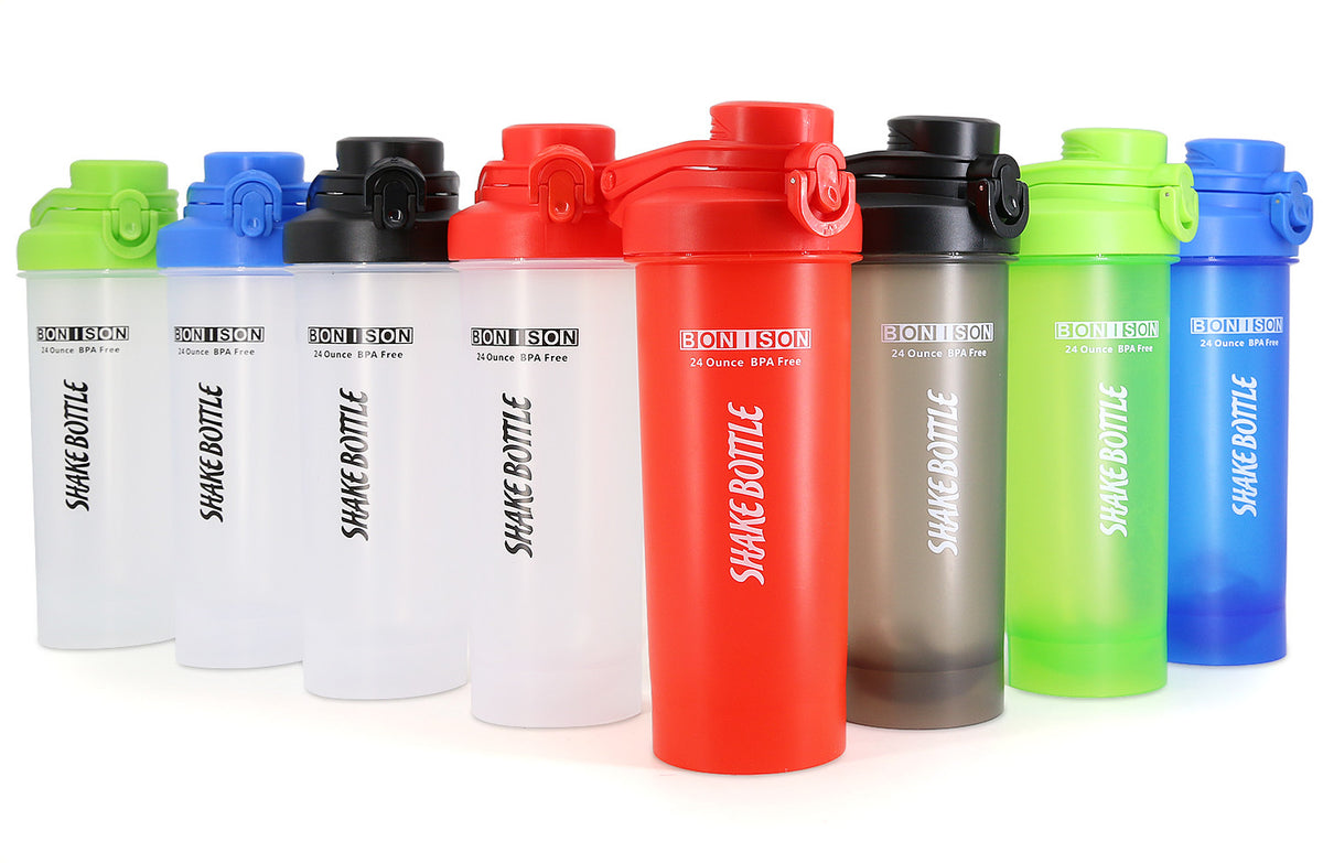 Auto Flip Lid Shaker Bottle for Protein Drinks and Smoothies - 24 oz
