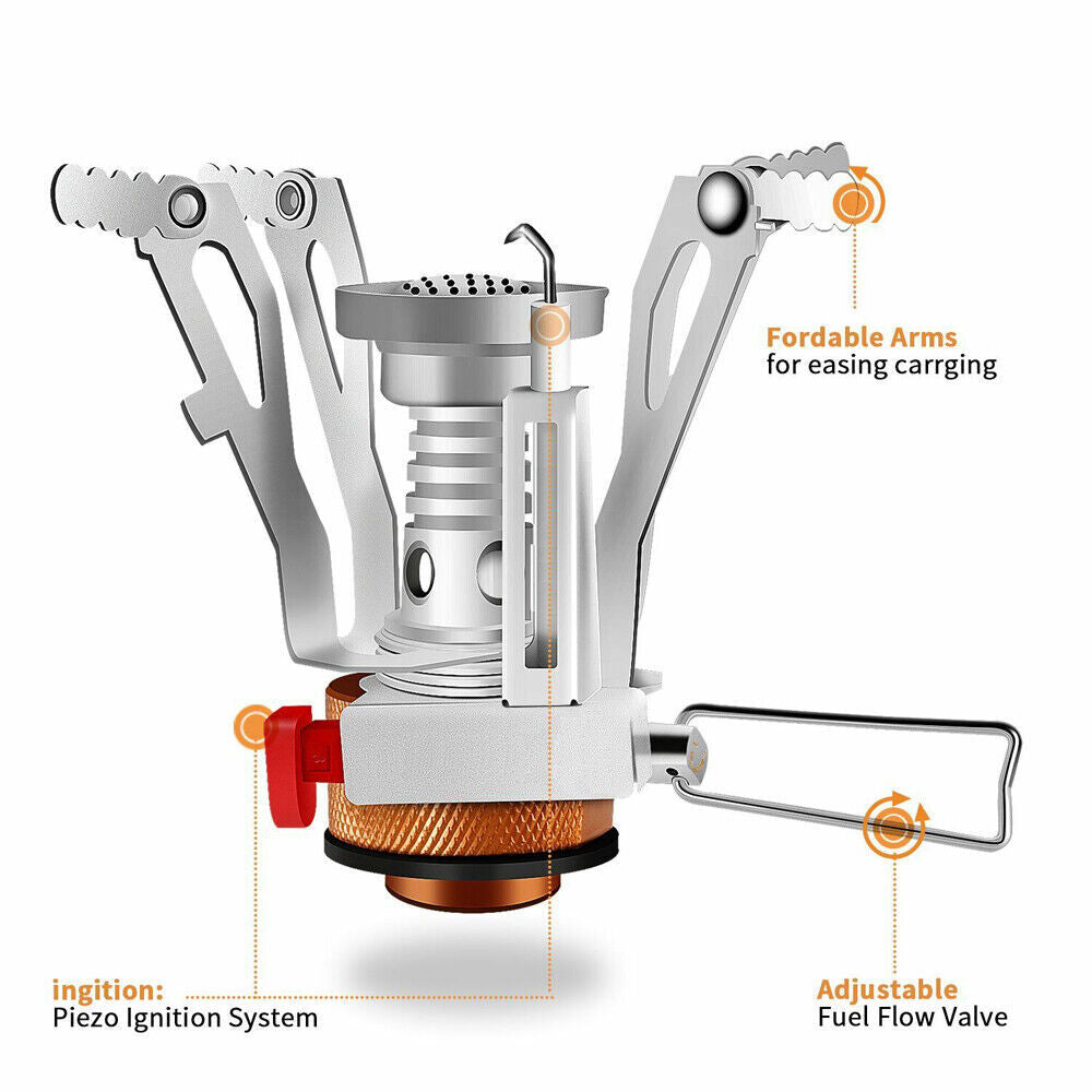 Portable Camping Stove with Complete Cookware Set - Gas Burner for Hiking & Picnics