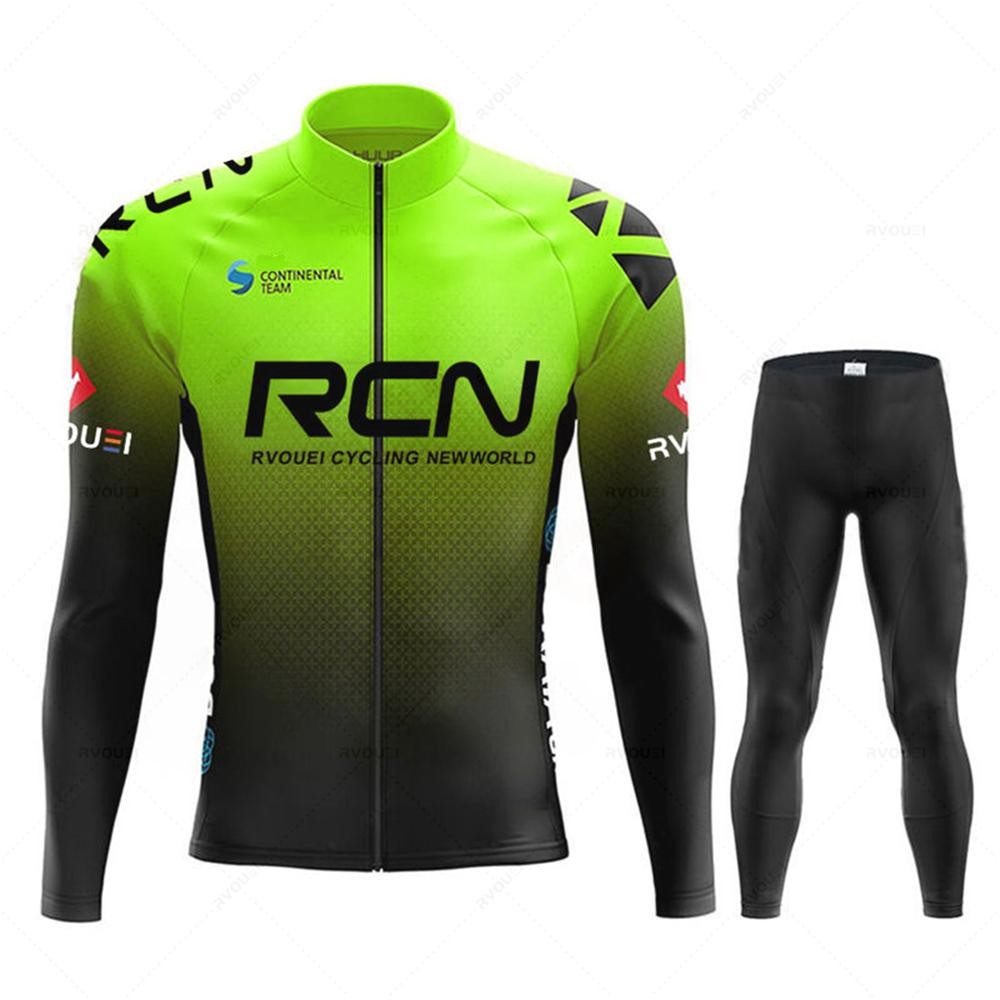 Unisex Cycling Jersey Set with Long Bib Pants for MTB Road Bike