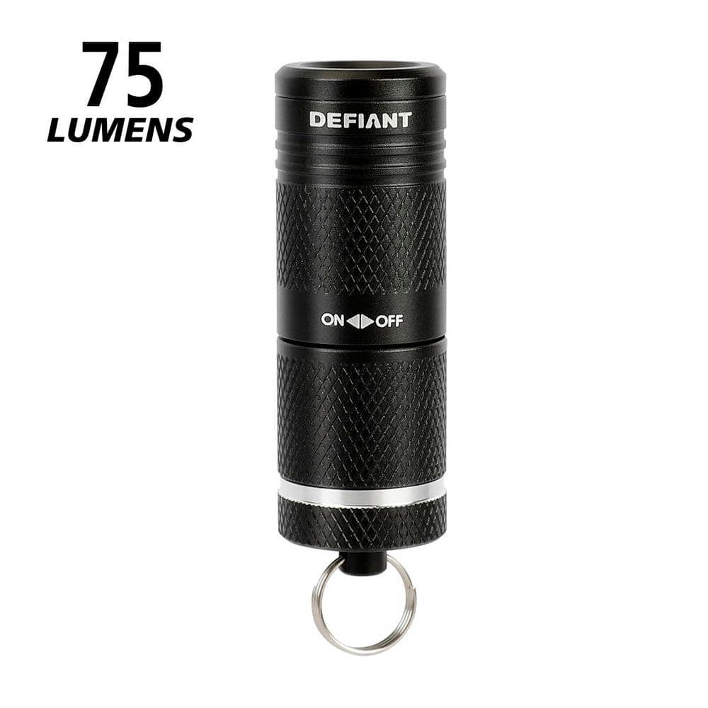 Rechargeable Keychain Flashlight - 75 Lumens Compact Aluminum Black
